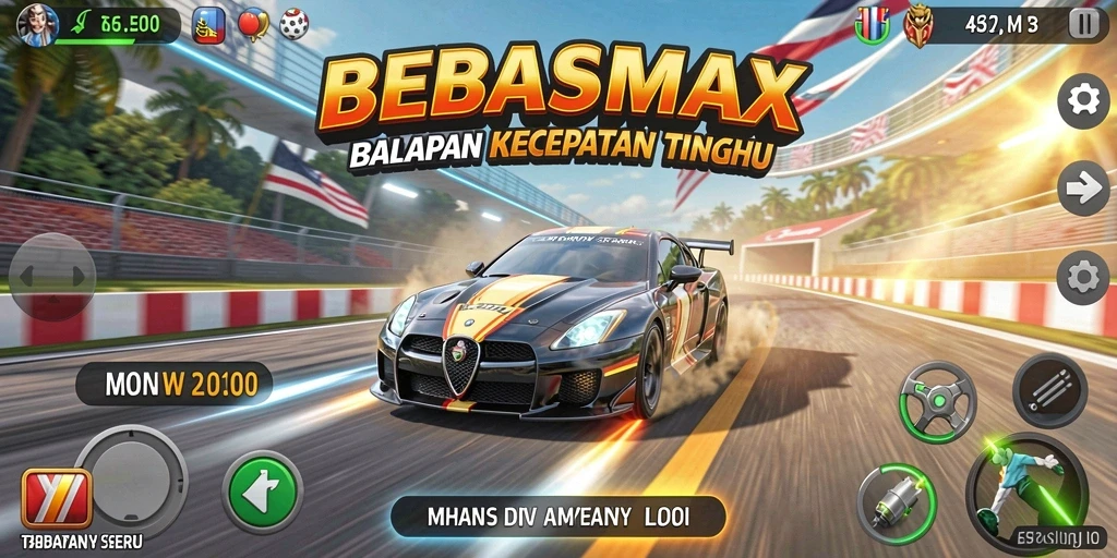 Tampilan menarik dari gameplay BEBASMAX saat balapan.