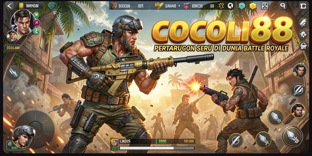Screenshot gameplay intens dari COCOL88 menunjukkan aksi Battle Royale.