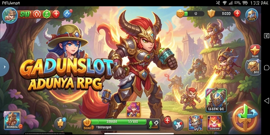 Screenshot utama GADUNSLOT menampilkan aksi pertempuran seru dalam dunia RPG.