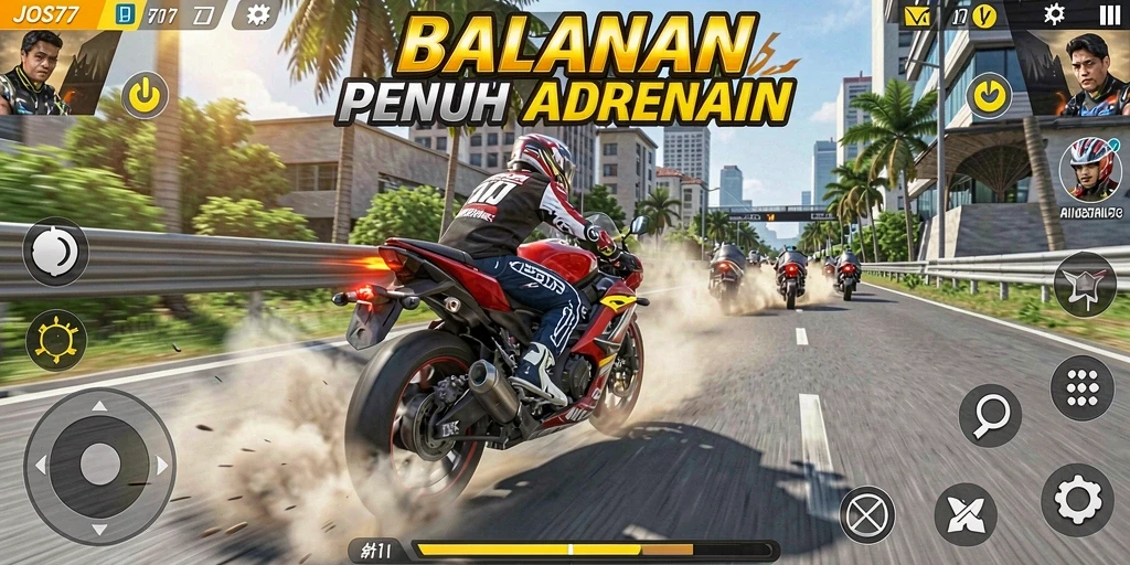Tampilan seru gameplay balapan motor JOS77