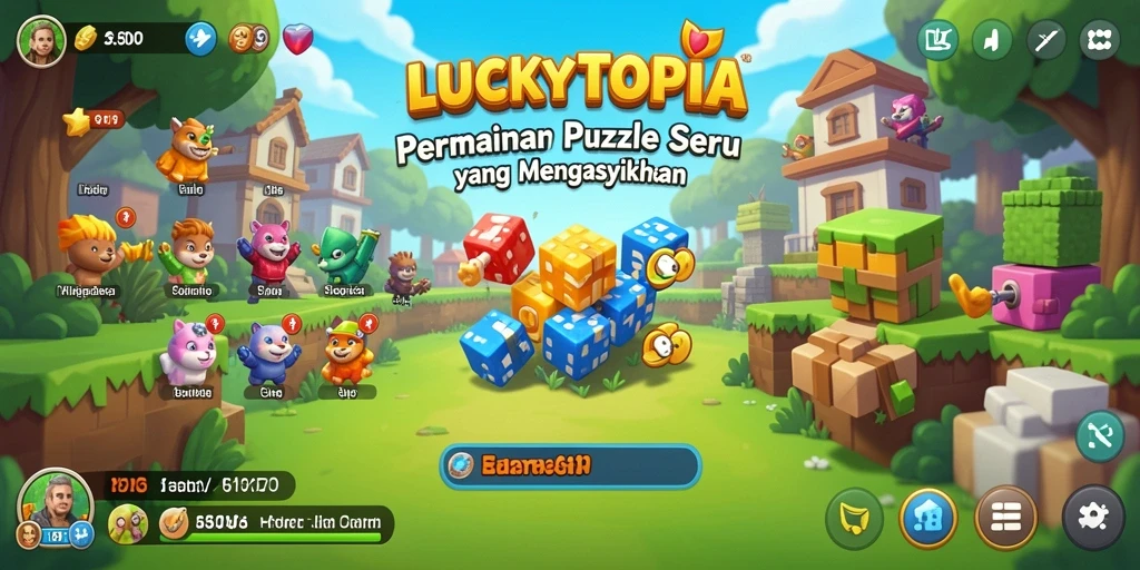 Tampilan gameplay LUCKYTOPIA yang menantang dan interaktif.