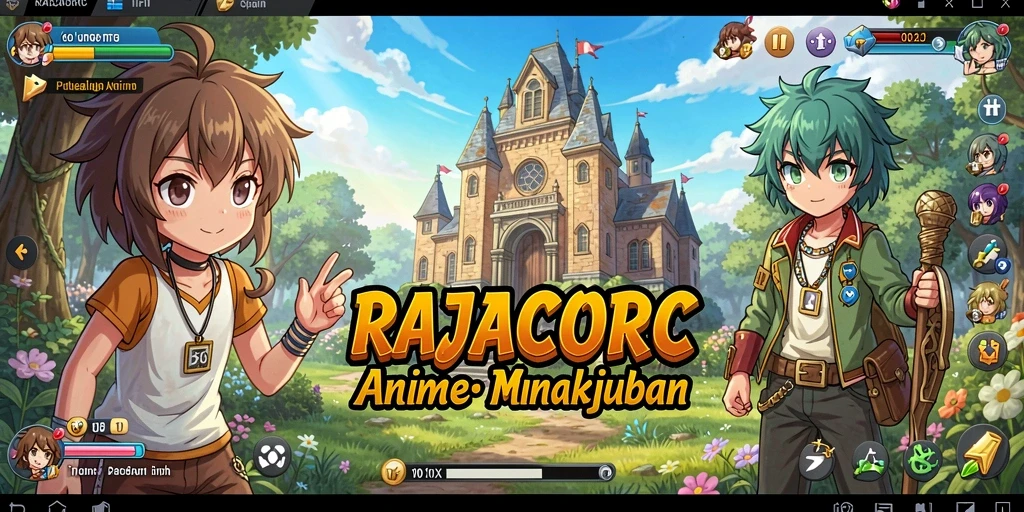 Screenshot gameplay RAJACORC menunjukkan dunia Anime yang memukau.